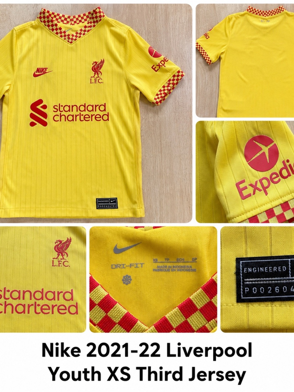 Nike 2021-22 Liverpool FC Third Jersey Youth XS Yellow Dri-FIT